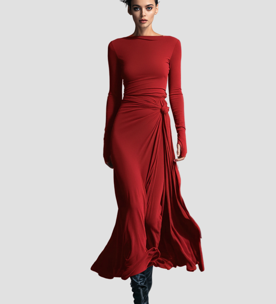 Anna - Elegancka Sukienka z Elastycznej Tkaniny i Efektem Modelującym