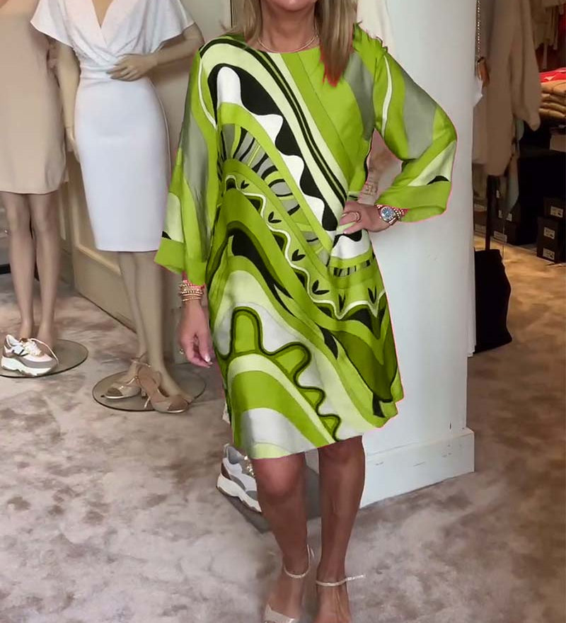 Lilianna – Kolorowa sukienka z nadrukiem