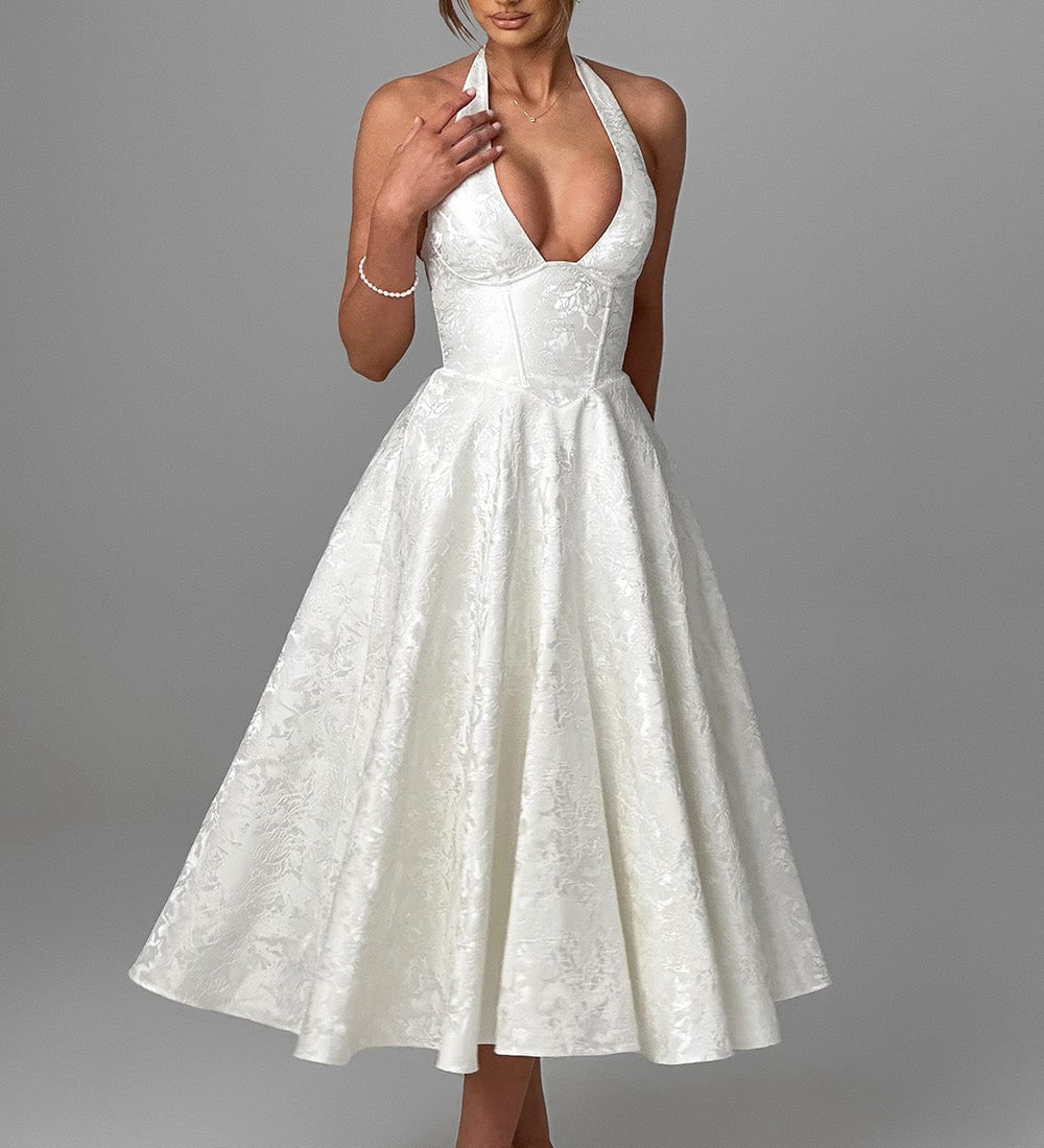 Bryza - Sukienka midi z głębokim dekoltem z tyłu