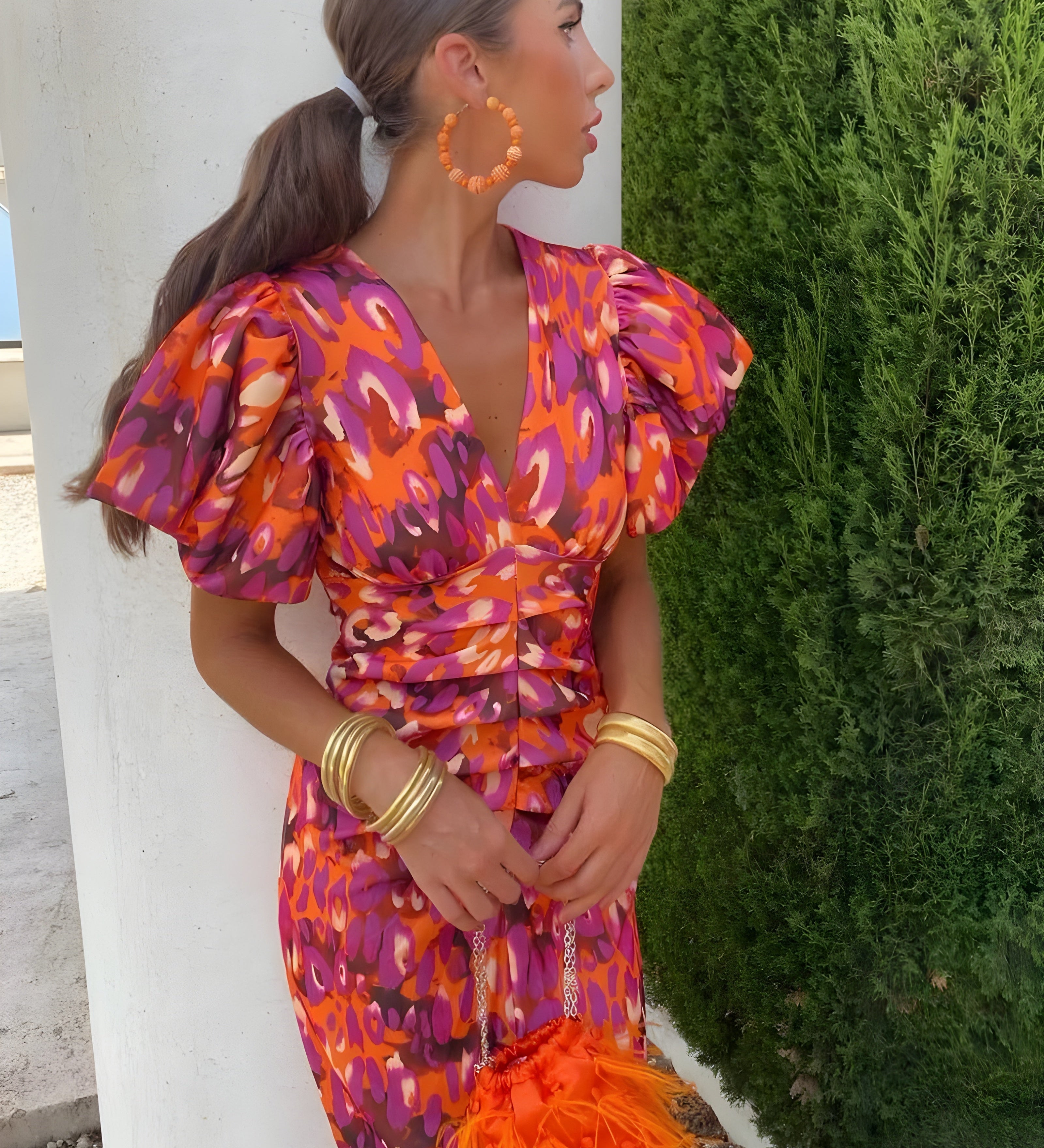 Honorata – Sukienka z plisowanymi rękawami