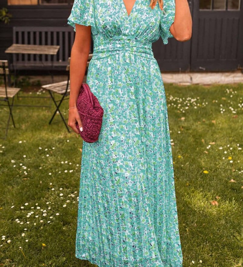 Jagna – Elegancka sukienka maxi z dekoltem w serek